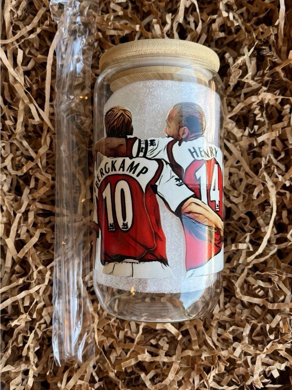 Arsenal FC Thierry Henry Dennis Bergkamp Soccer Football 16oz Cup Tumbler